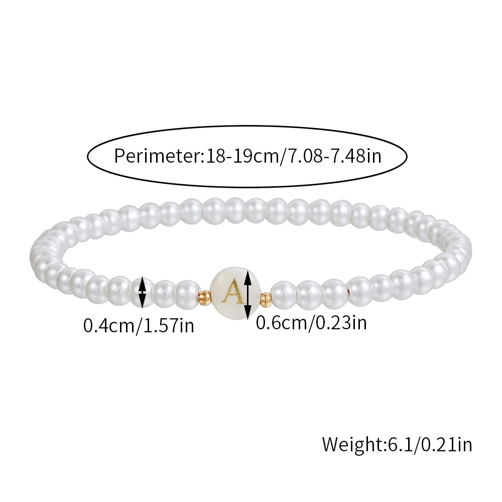 New Fashion 26 Letter Bracelet Women Temperament Handmade Simulated Pearl Bead Bracelet For Women Jewelry Gift