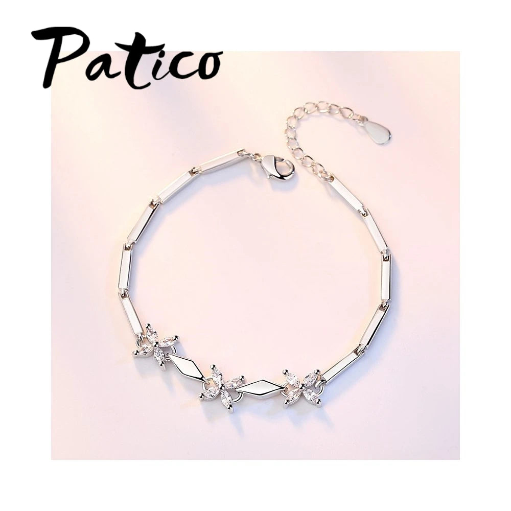 New Fashion Girls Lovely Bracelet For Party/Wedding/Engagement Genuine 925 Sterling Silver Link Chain For Ladies' Best Gift