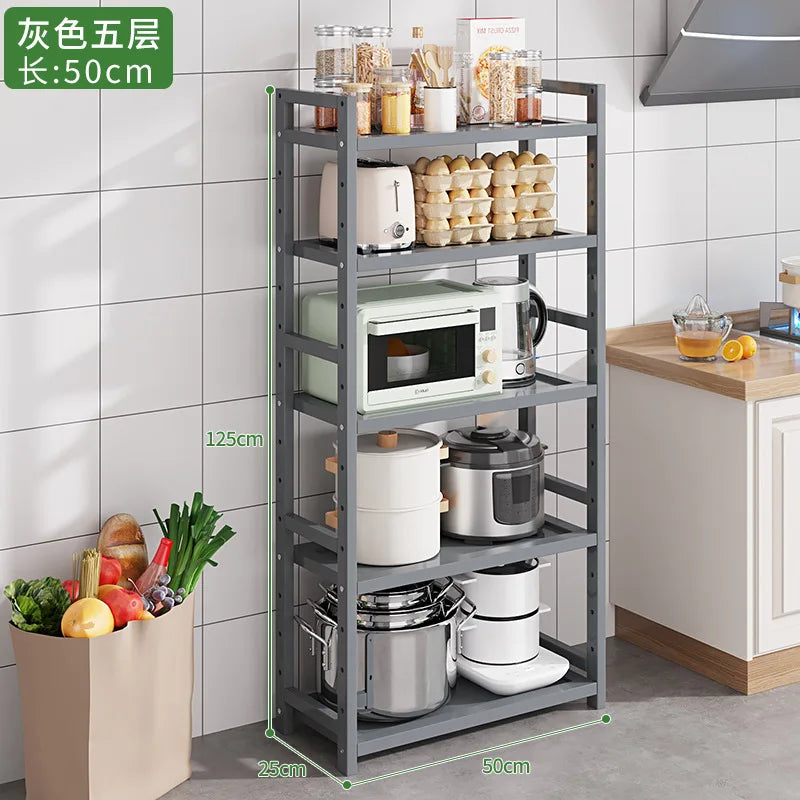 Kitchen Storage Ra Countertop Cabinet Multi-layer Partition elf Spice Microwave Pot Storage Organizer Bamboo Material