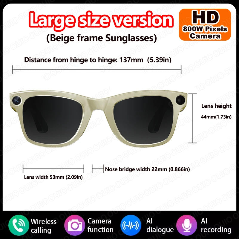 2025 New Smart Glasses 800W HD Camera Anti Shake 1080P HD Video Recording Translation Touch Al Voice Wireless Call Smart Glasses