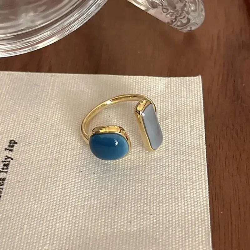 New 4Pcs Punk Adjustable Open Gold Color Ring Fashionable Smooth Metal Ring Set Women's Aesthetics Party Jewelry Birthday Gifts