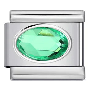 NEW Ellipse 12 Birthstones Italian Charm Stainless Steel Links Fit 9mm Modular Bracelet DIY Jewelry Wholesale