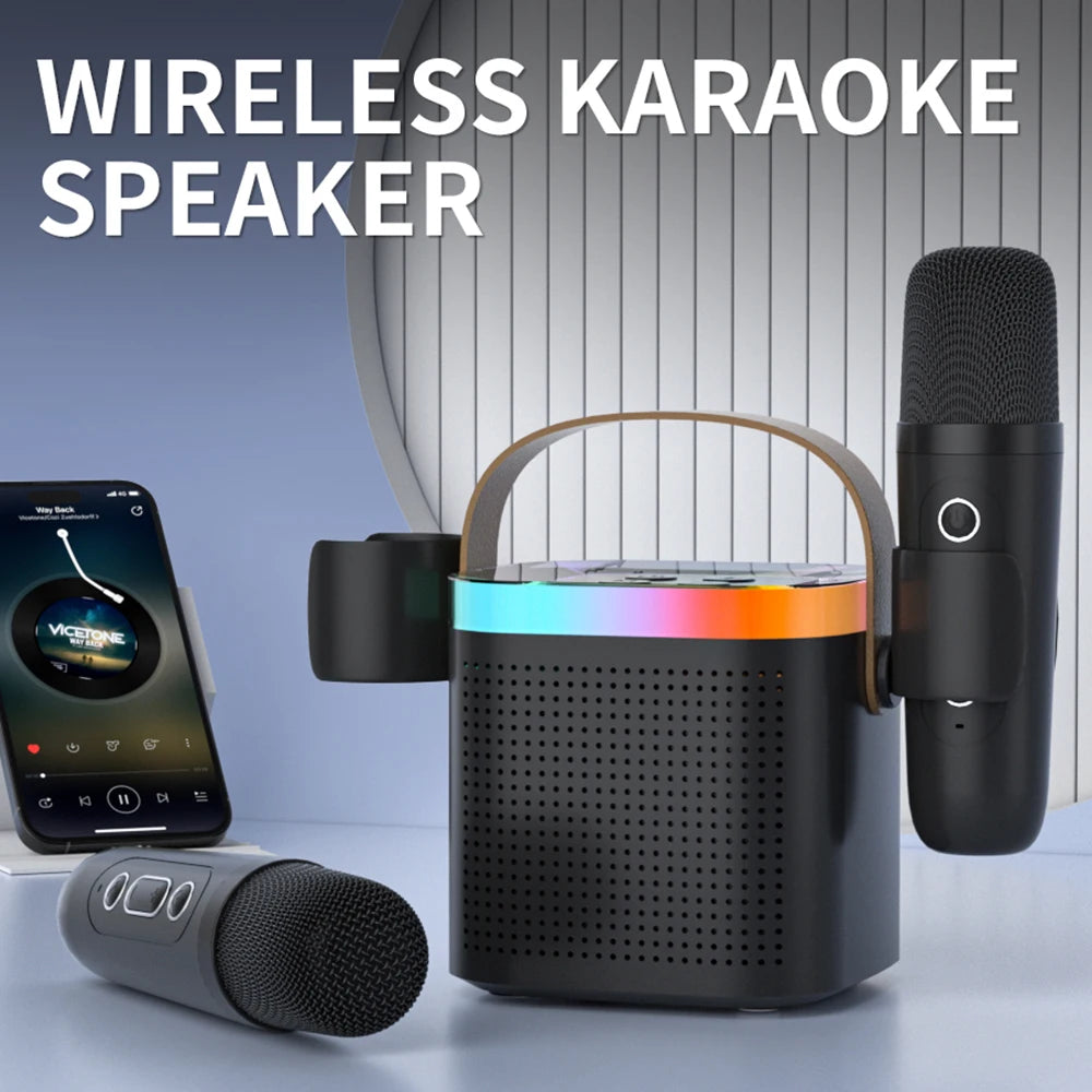 TANALAZ K8 Karaoke Machine Portable Bluetooth 5.1 PA Speaker System with 1-2 Wireless Microphones Home Family Singing Child Gift