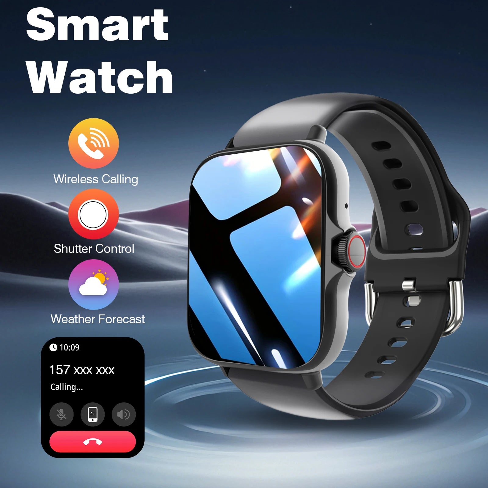 Smart Watch with 1.68-Inch HD Display – Wireless Calling/Dialing, Alarm/Message Notifications, Fitness Tracking, Music Control.