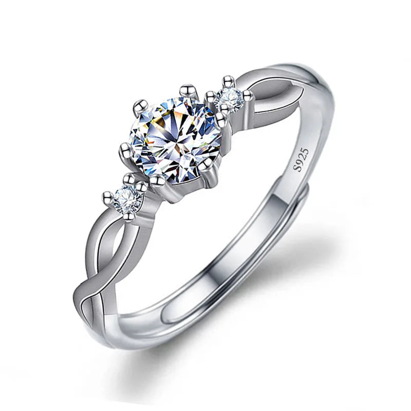 Never Fade Luxury Classic 18K White Gold Color Ring Solitaire 2 Carat Zirconia Diamant Wedding Band Women Jewelry Accessories