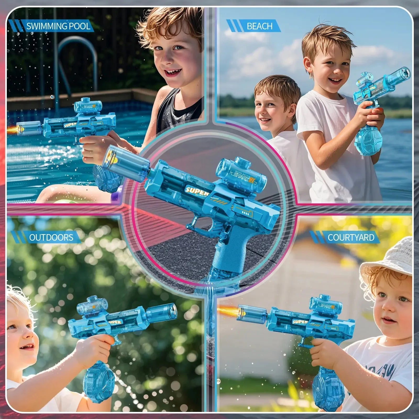 Children High Pressure Electric Water Gun Toys Summer Outdoor Beach Pool Garden Fight Games Kids Automatic Bursts Watergun Gifts
