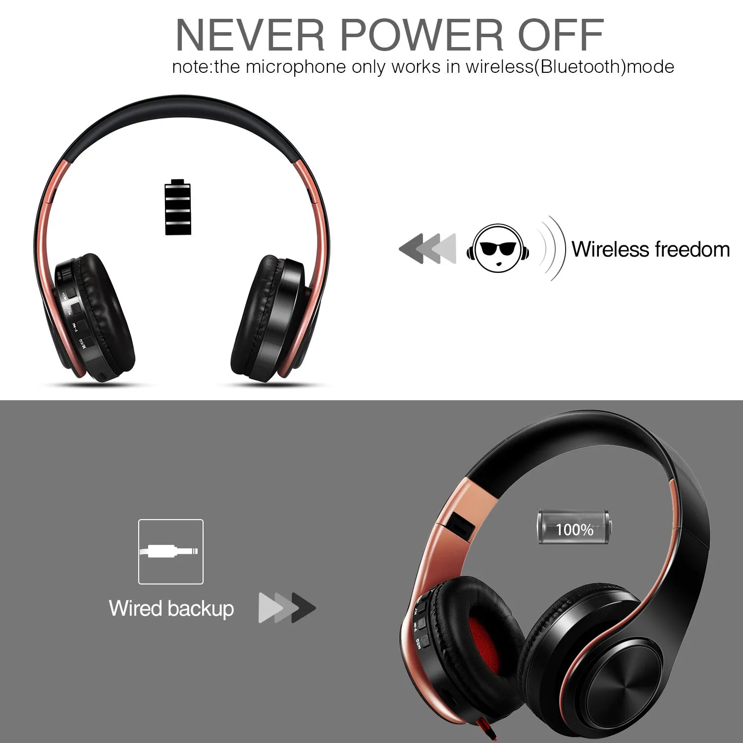 New Arrival Colors Wireless Bluetooth Headphone Stereo Headset Music Headset Over the Earphone with Mic for Iphone Sumsamg