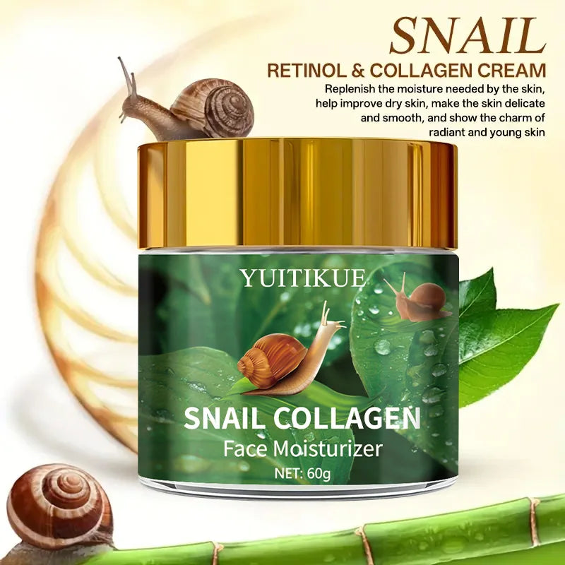 YUITIKUE 96% Snail Mucin Cream 60g - Retinol & Collagen, Lift & Moisturize, Reduce Wrinkles, Smooth & Firm Skin, Fast Results