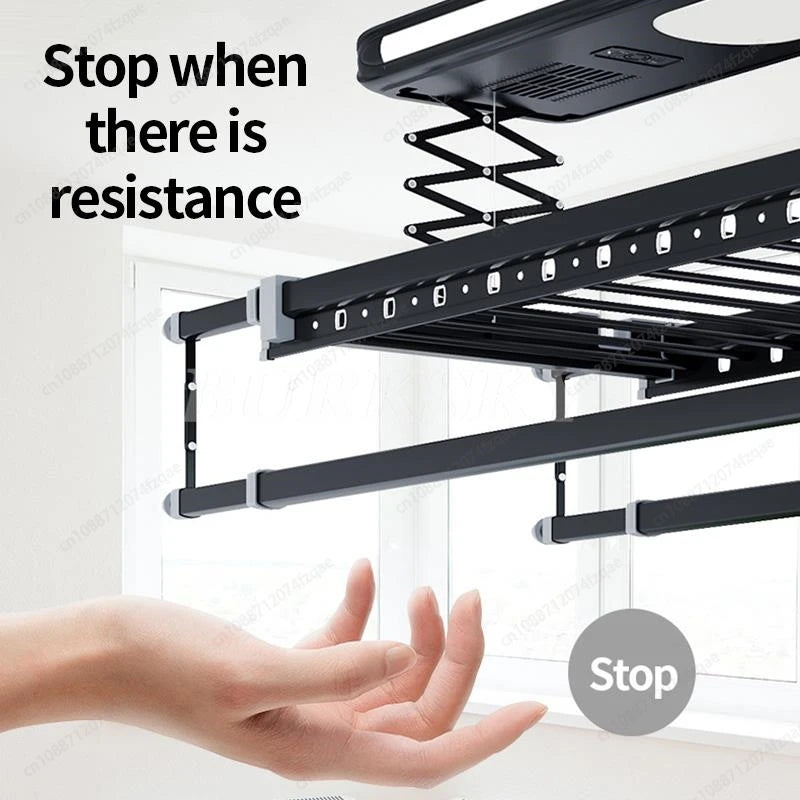 Smart Electric 70W DC Motor Foldable Clothes Drying Rack LED Lighting Air Drying Sterilization Indoor Clothes Drying Rack