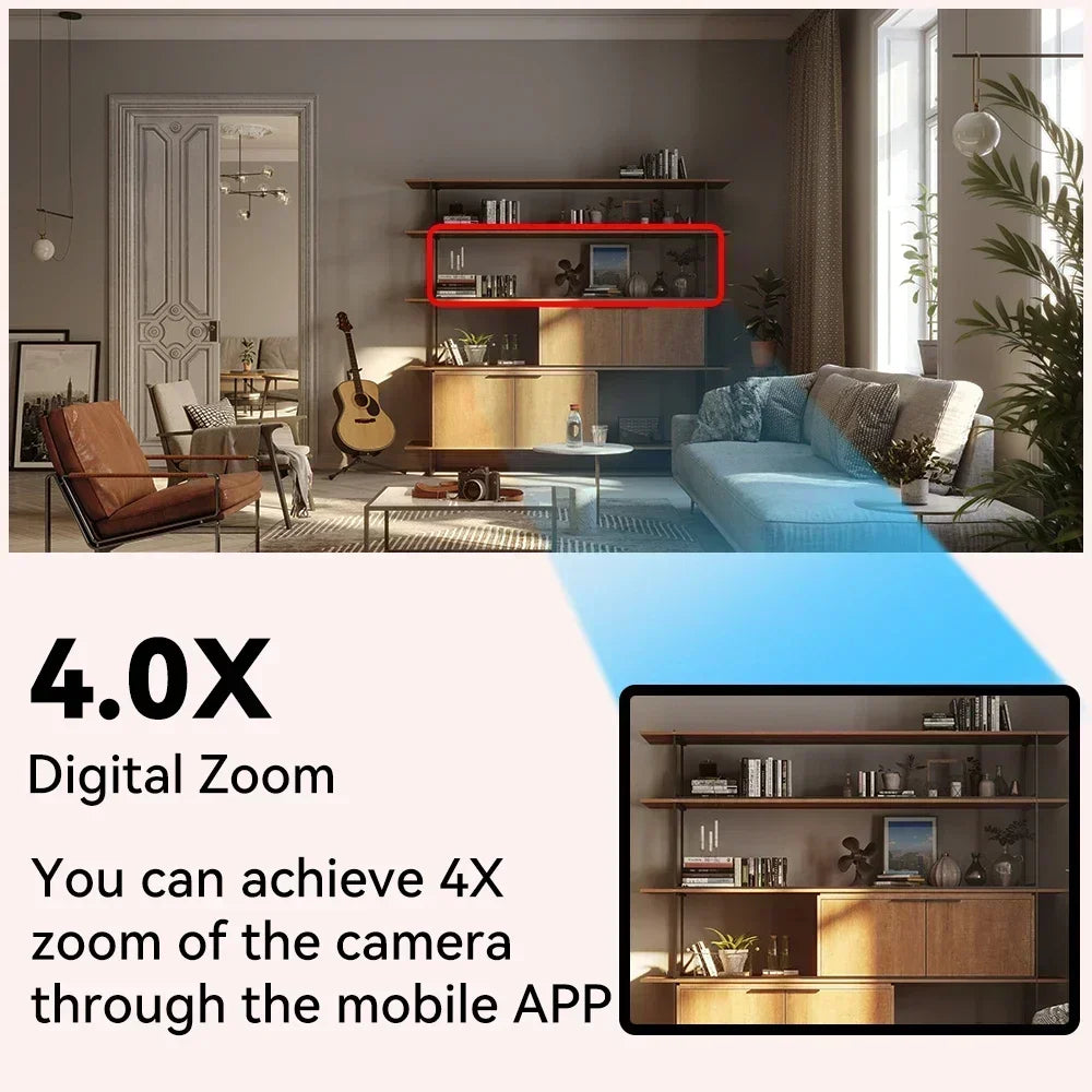 5MP HD PTZ Camera Wifi Wireless 4X Zoom Intelligent Color Night Vision Security Surveillance Humanoid Tracking No Ad APP Alarm