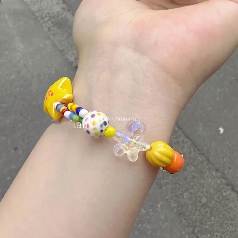 Handmade Colorful Beaded Bracelet Stretch Bracelets Fashion Bangle Elastic Cord Bracelet Statement Jewelry pulseras mujer