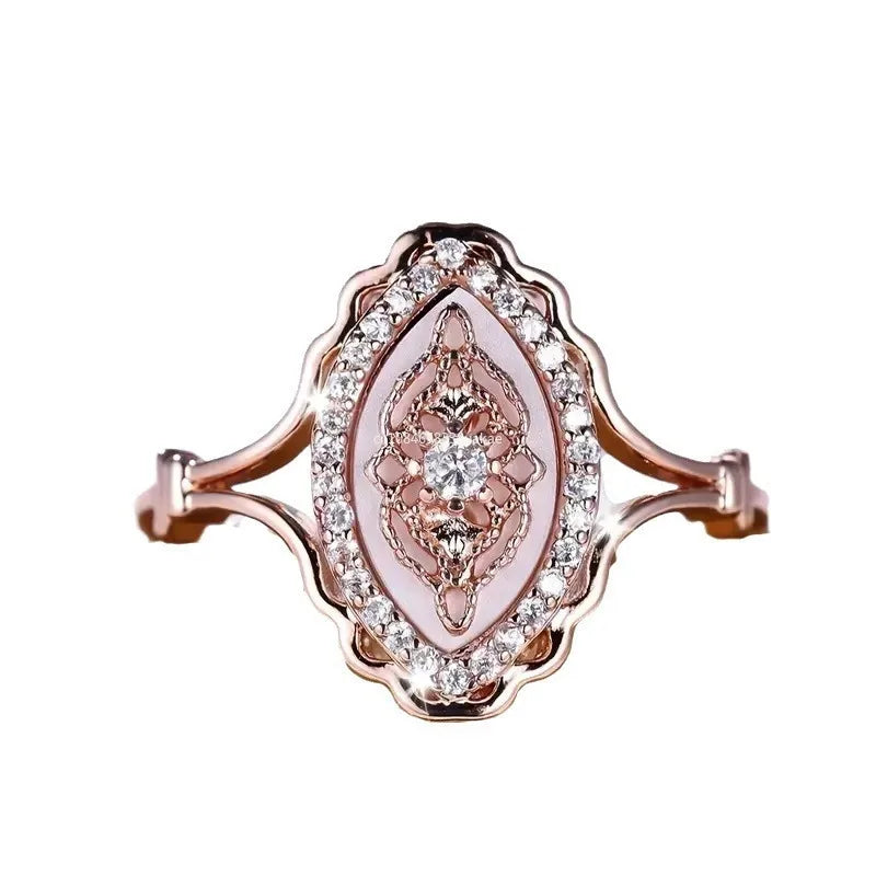 Luxury Female Small White Zircon Stone Engagement Ring Rose Gold Color Summer Wedding Jewelry for Women anillos para hombre