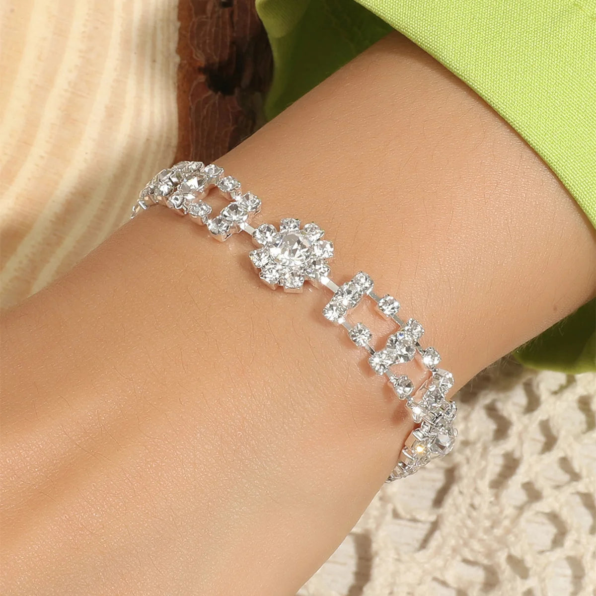 Wedding Bridal Jewelry 1-10 Row Cuff CZ Rhinestone Crystal Stretch Strand Bracelet Bangle Dropshipping