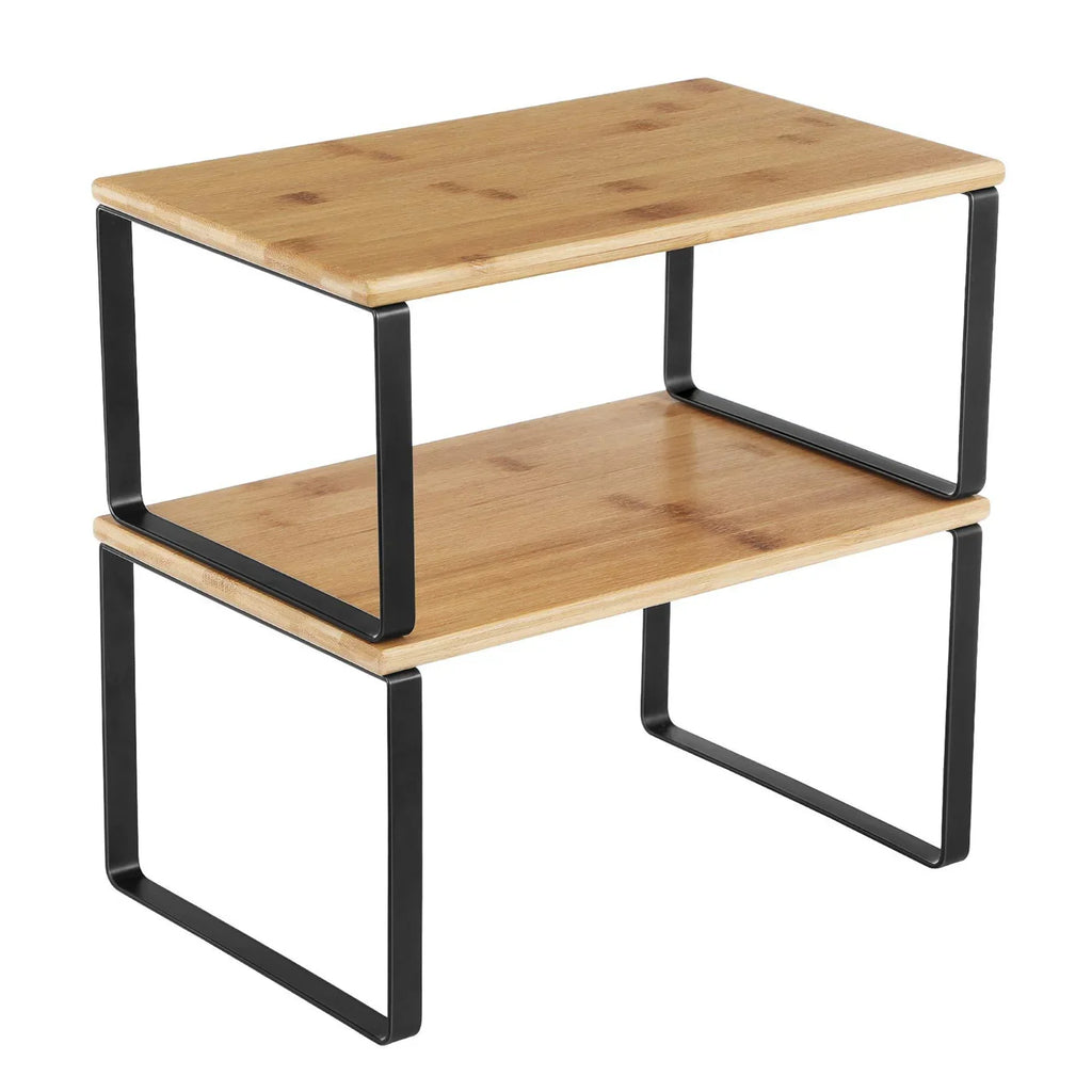 Cabinet Organizer Shelf, Set of 2 Kitchen Counter Shelves, Kitchen Storage, Spice Rack, Stackable, Expandable, Engineered Wood