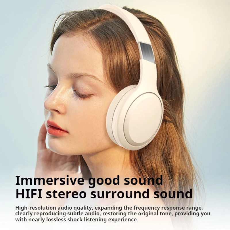 Shock Bass Headsets Wireless Bluetooth Headphones HIFI Sound Noise Reduction Sports Gaming Earphones with HD Mic Support TF/AUX