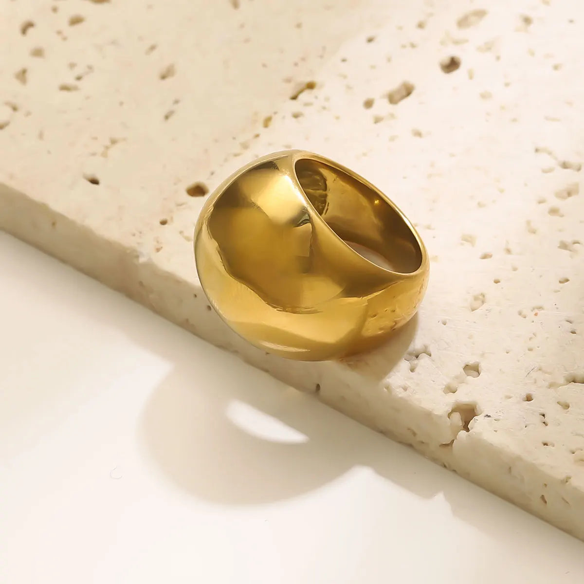 Vintage Stainless Steel Punk Style Chunky Large Rings for Women Men Fashion Glossy Gold Plated 18k No Fading Jewelry Party Gifts