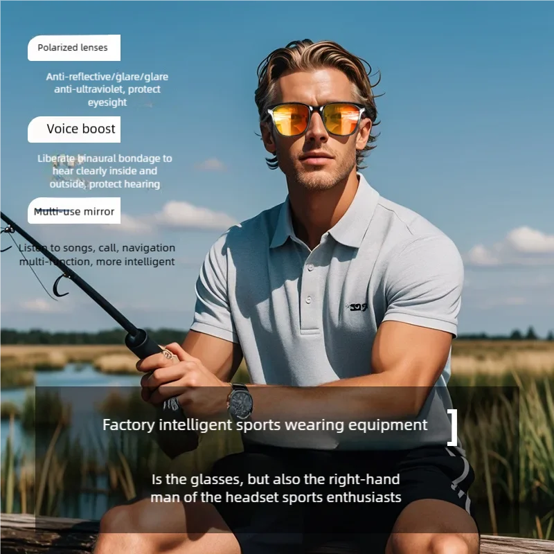 Cross-Border GS08 Smart Glasses Bluetooth Glasses for Music, Calls, Navigation UV Protection with Magnetic Charging Ideal for Dr