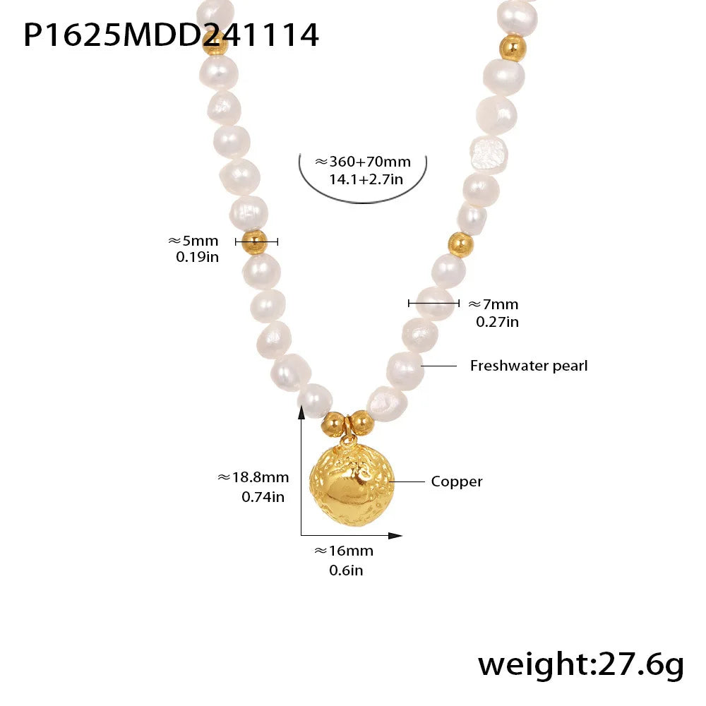 Gorgeous Necklace for Women Fresh Water Pearl Copper Gold Plated Pendant Chain Fashion Luxury Jewelry Gift