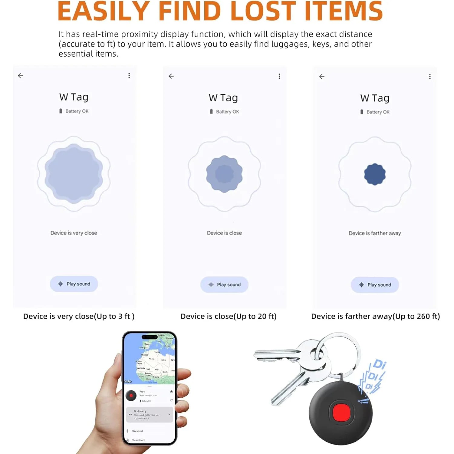 Android Tracker Tags Google Certified Works with Google Find My Waterproof Bluetooth Air Tags for Keys Wallets Suitcases 4 Pack