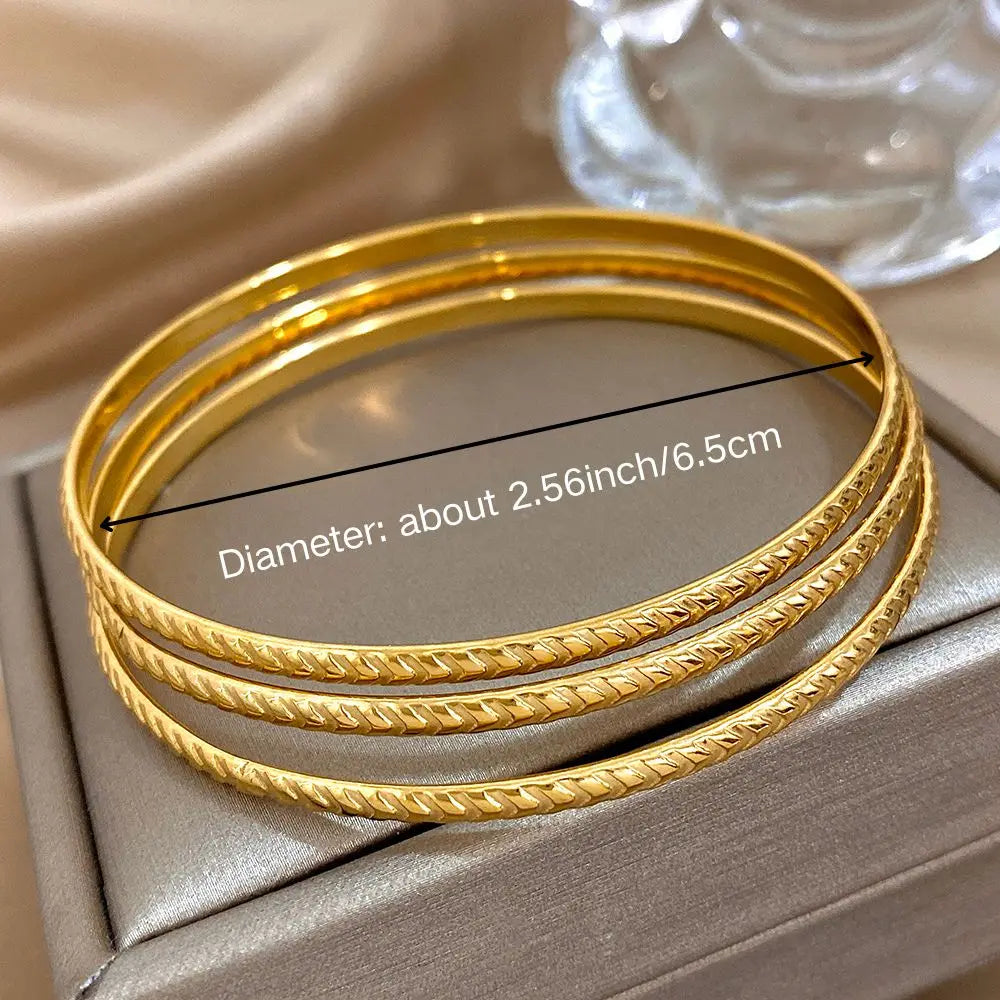 3Pcs/set Twisted Bangle Bracelet Stainless Steel Bracelet for Women Men Jewelry Minimalist Cuff Stackable Waterproof Jewelry