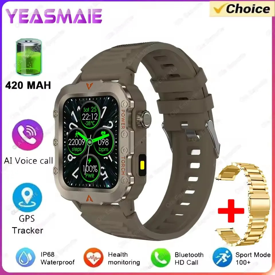 2025 New SmartWatch Men Militray Outdoor GPS Sport Watches Heart Rate Sleep Waterproof Smart Watch IOS Android