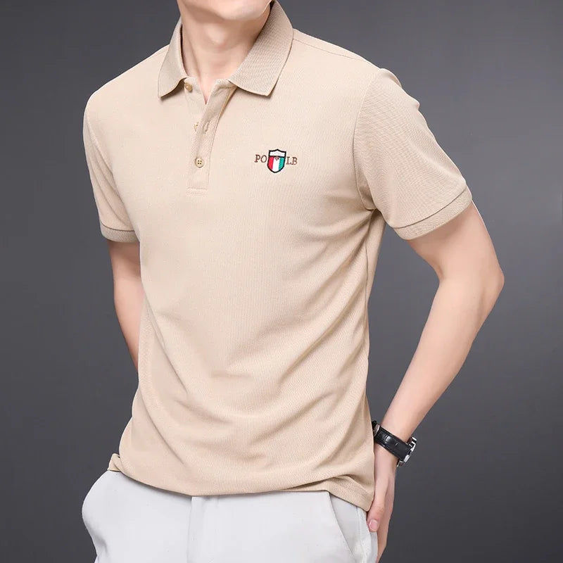 Men's Summer Embroidered Casual Fashion Short Sleeve POLO Shirt Comfortable Top
