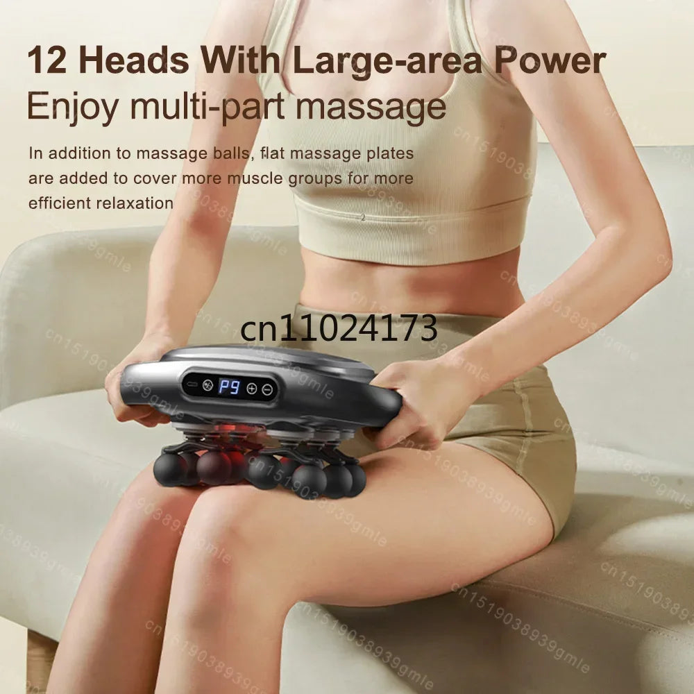 Fascia Gun 12/8 Heads Electric Massage Gun Muscle Relaxation High Frequency Back Massage Deep Tissue Muscle Fascia Massage Gun
