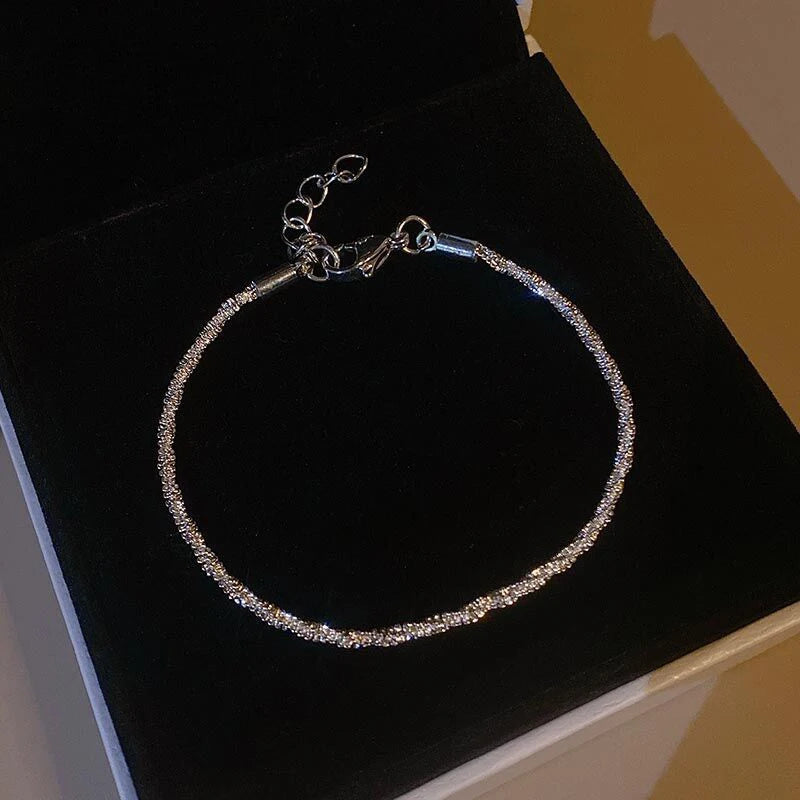 Shiny Transparent White Thin Crystal Bracelet For Women Simple Refracted Colorful Light Stretch Bracelet 2022 Jewelry Party Gift