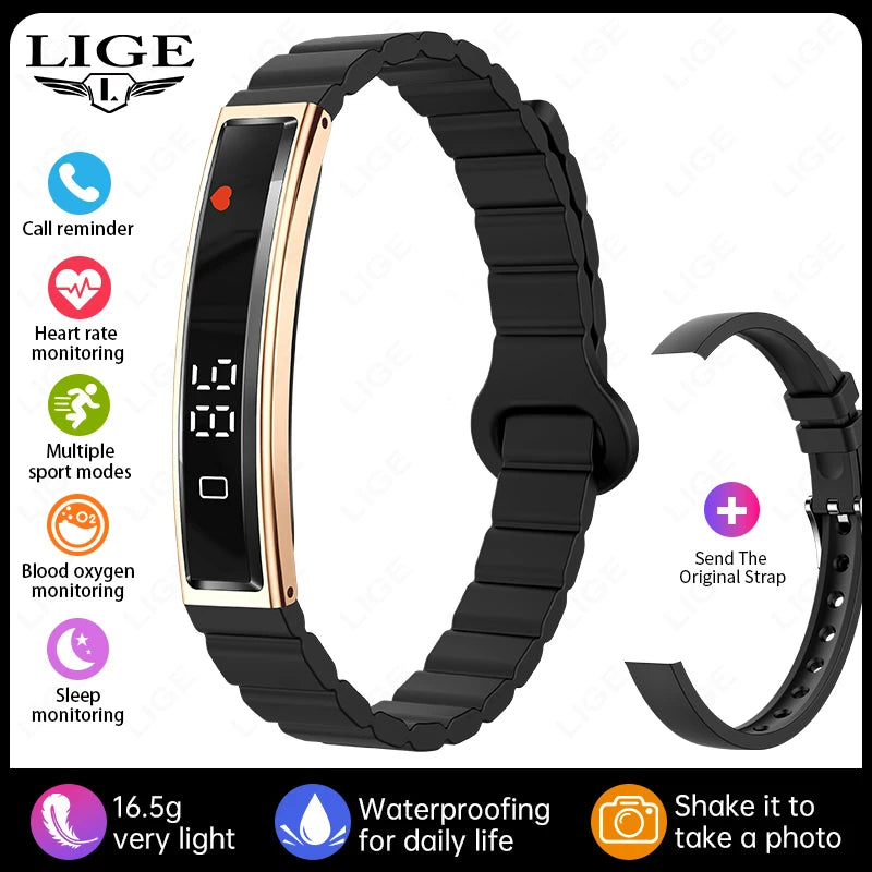 LIGE Smart Bracelet Sport Fitness Tracker Heart Rate Blood Oxygen Sleep Stress HRV Monitor Watches Step Counting Smartwatch Band