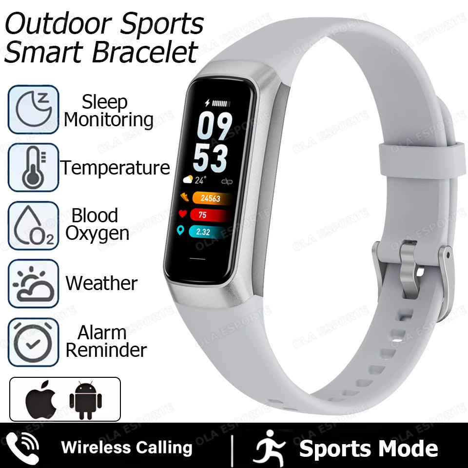Men Women Health Smart Bracelet All-day Heart Rate Monitoring AMOLED Screen Fitness Clock Sports Smart Wristband Message Preview