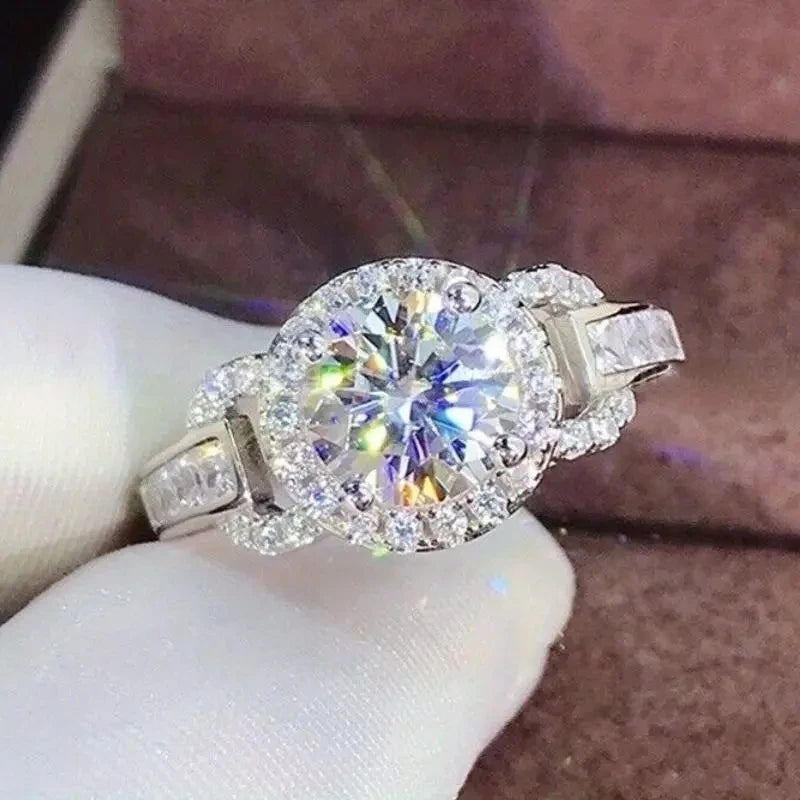 Exquisite Fashion Silver Color Inlaid with White Zircon Engagement Rings Luxury Elegant Wedding Rings Set Women Jewelry