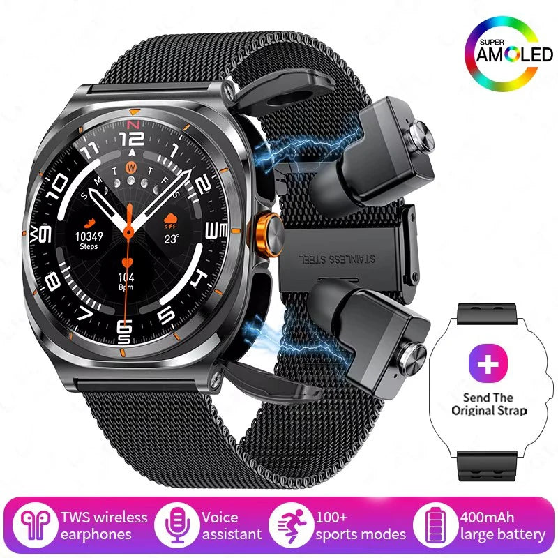 2025 New Smartwatch 2 In1 Headset Features Bt Call Health Detection, Ip67 Water Resistance, Gps Positioning, Sports Mode Watch