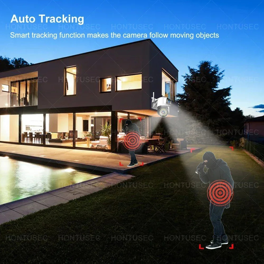 Yoosee 4K 8MP Dual Lens Dual Screens Color Night Vision Auto Tracking Two Way Audio Outdoor Waterproof Security Camera System