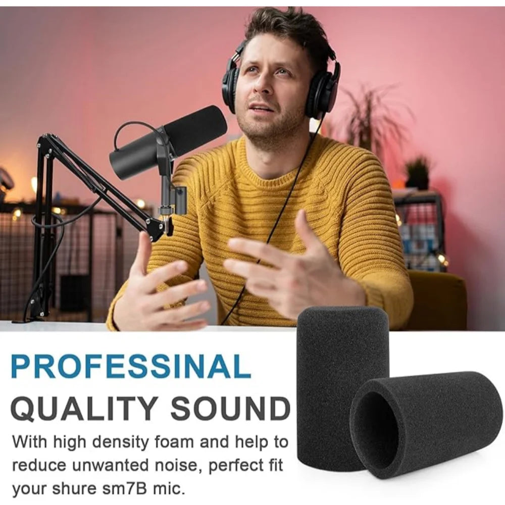 2PCS Windscreen for Shure SM7B,Microphone Pop Filter Cover,Mic Foam Cover Replacement Noise Reduction for SM7B PGA27 SM257 Mic