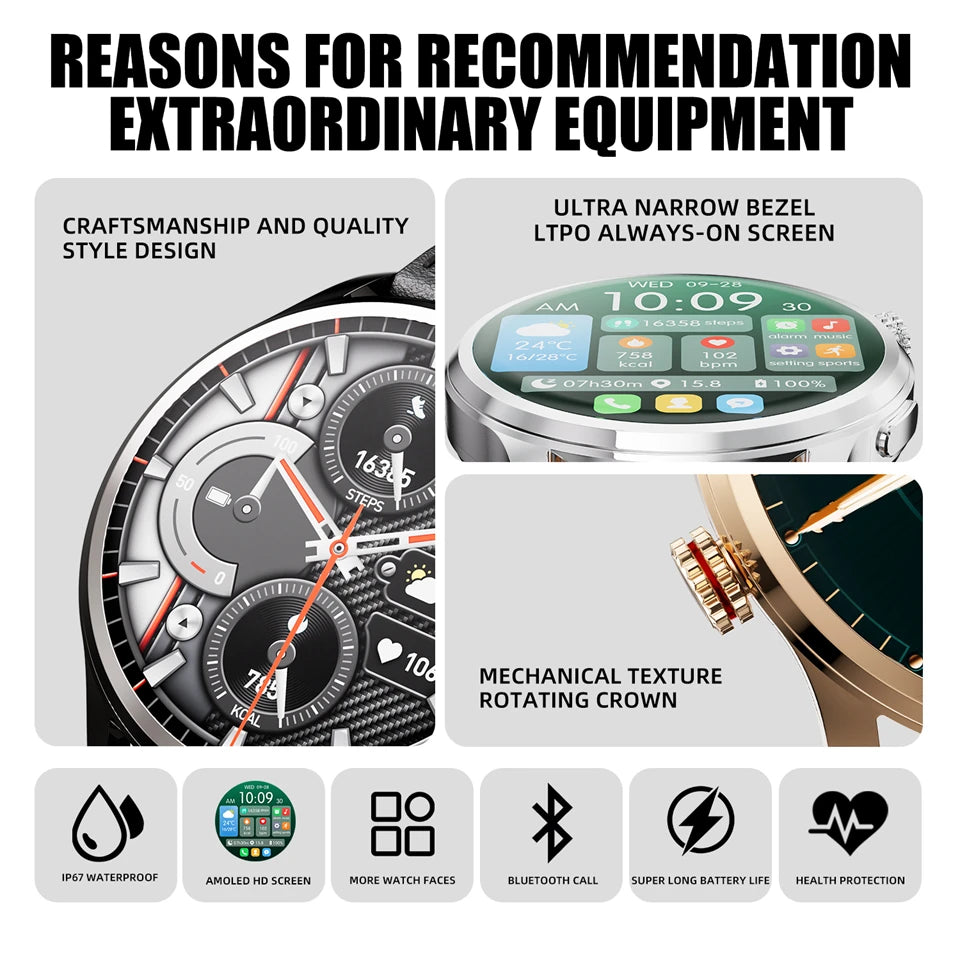 New Smart Watch SK51 Smart Watch 1.53 Inch HD AMOLED Screen NFC GPS TrackerBluetooth Call Health Monitoring Watch Men Women