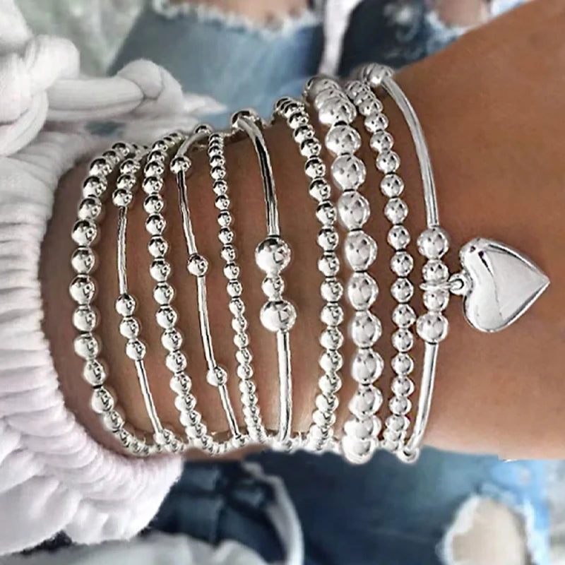 Fashion Simple Bead Bracelet Set For Women Vintage Minimalist Elegant Exquisite Round Bracelets Vacation Date Daily Wear Jewelry