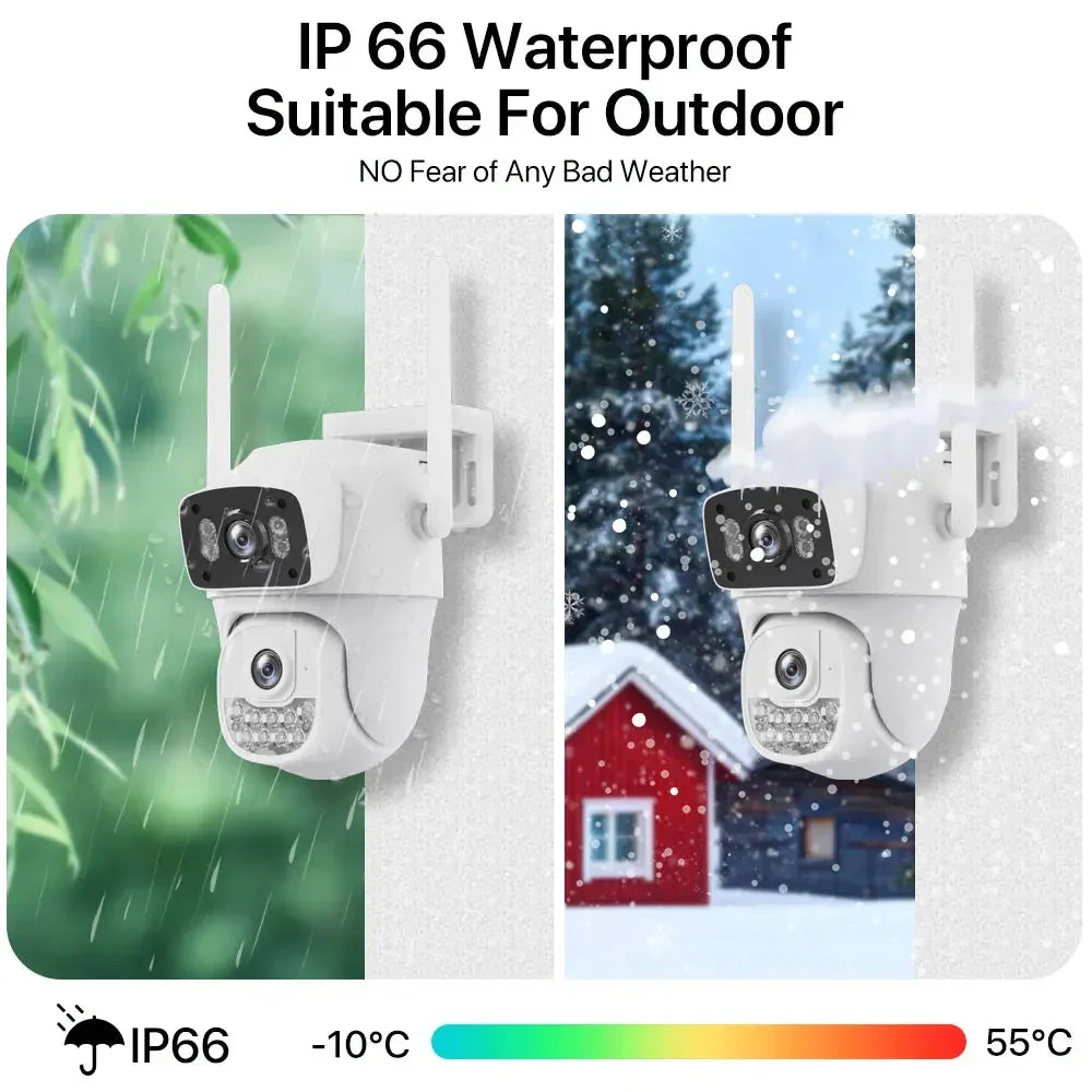 10MP 5K HiEasy App PTZ Wifi Security Camera Dual Lens Dual Screens Home Surveillance Camera Outdoor IP66 Waterproof H.265 IP Cam