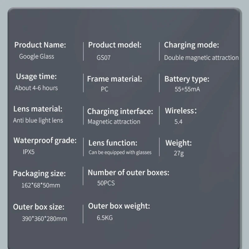 GS07Upgrade Smart Glasses With Camera Video Recording AI Photo Recognition Bluetooth Call Translation Voice Assistant Glasses