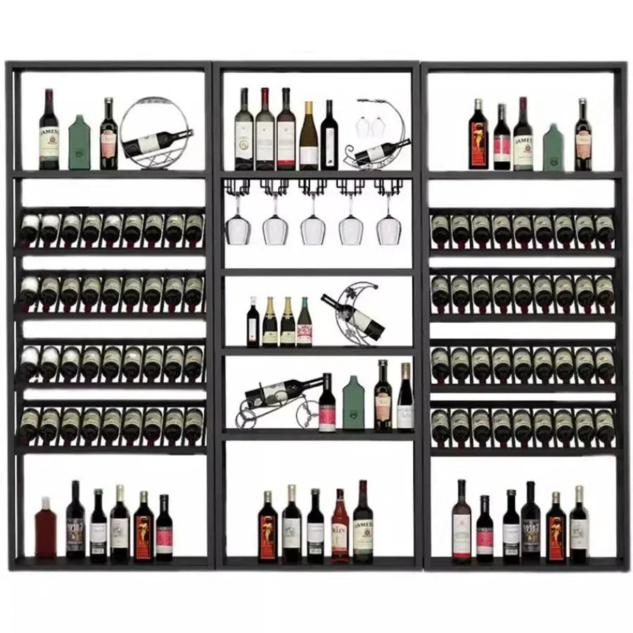 Kitchen Industrial Bar Cabinet Houses Wedding Iron Stackable Handmade Design Display Wine Rack Column Armadietto Cube Furniture