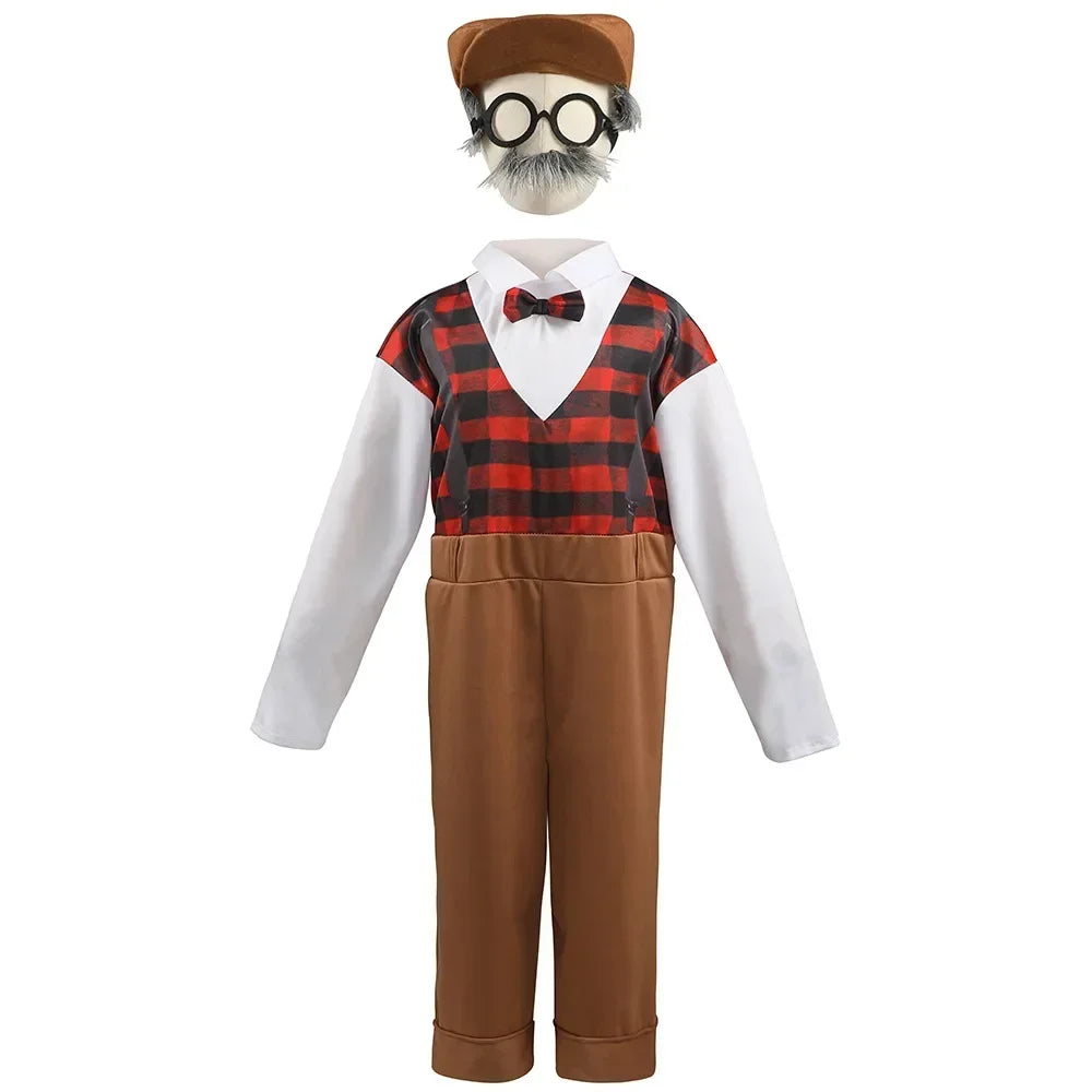 Halloween Costumes Boys Girls Old Man Costume for Kids Children 100th Day of School Grandpa Cosplay Carnival Party Fancy Dress