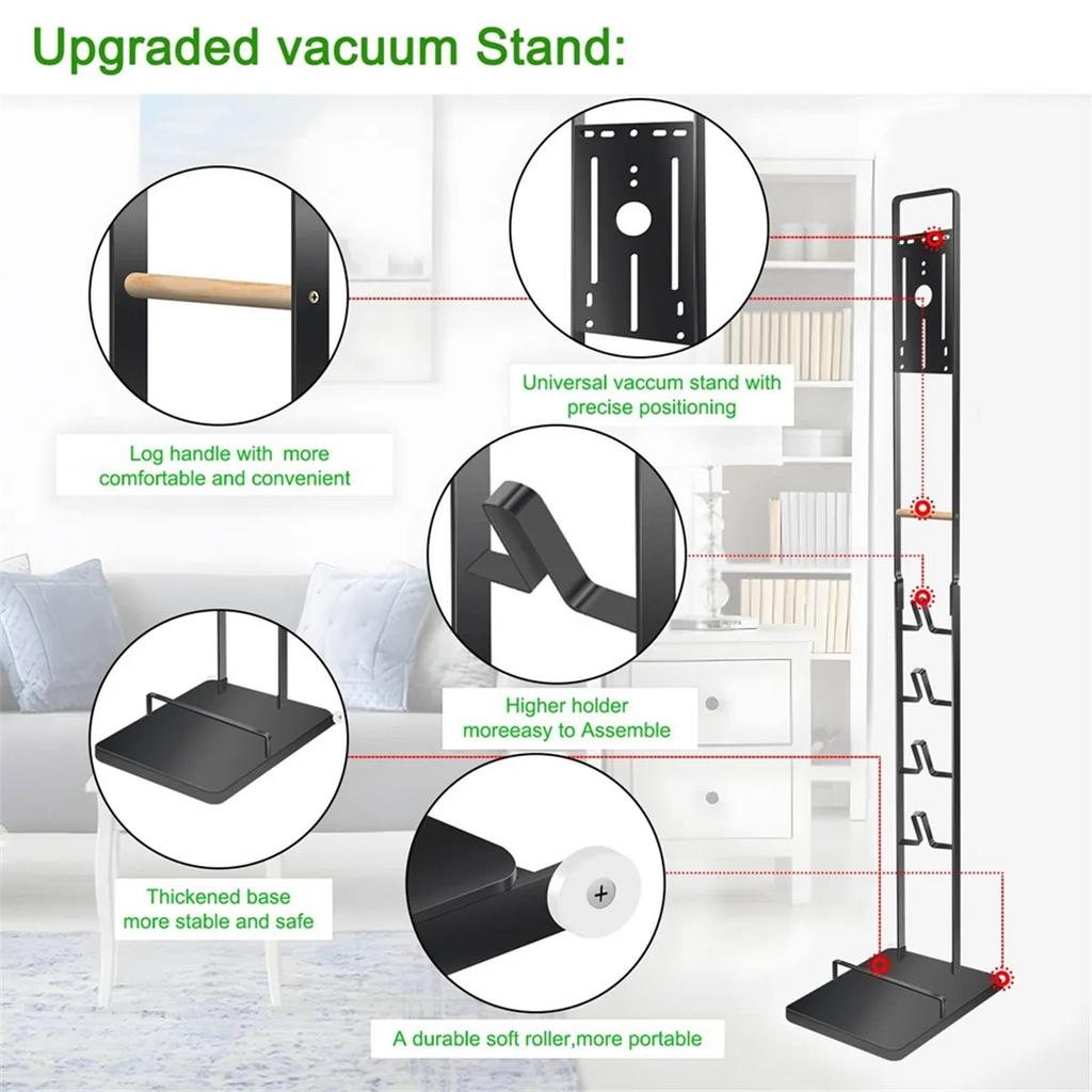 A73Z-Vacuum Stand for V15 V11 V10 V8 V7 Cordless Vacuum Cleaners Heavy Base Metal Bracket Holder with Wheels