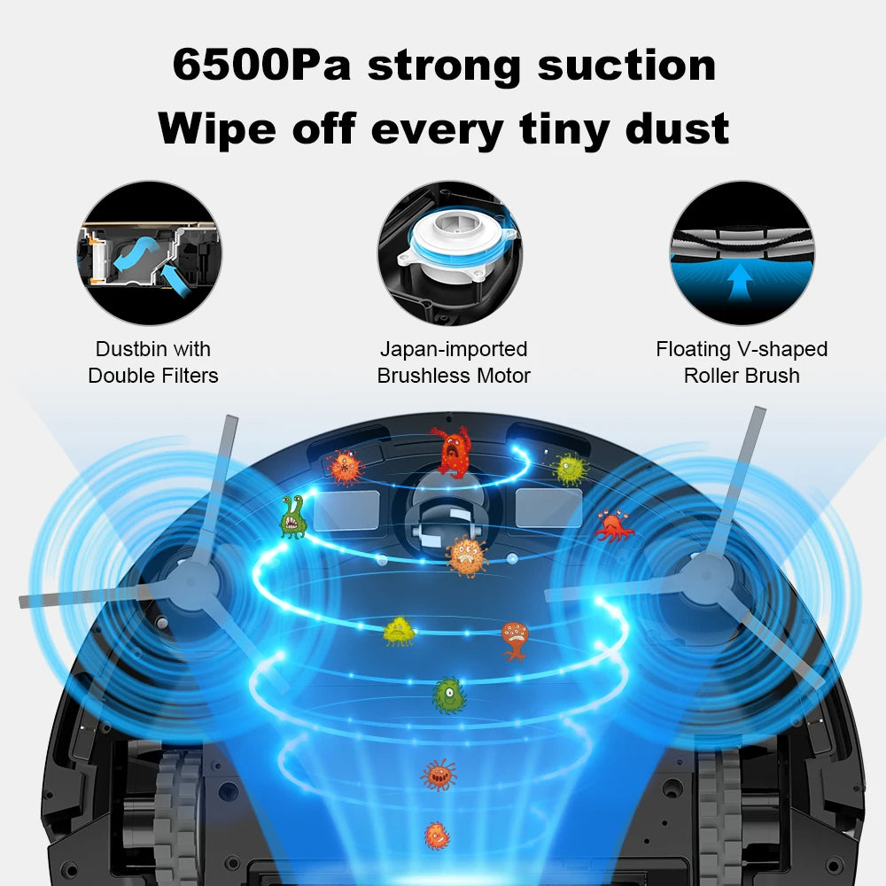 Liectroux / LILIN X6 Robot Vacuum Cleaner,Laser System,Wet Dry Mopping,6500Pa, Multi-Floor Map,Zone Cleaning,APP Restricted Area