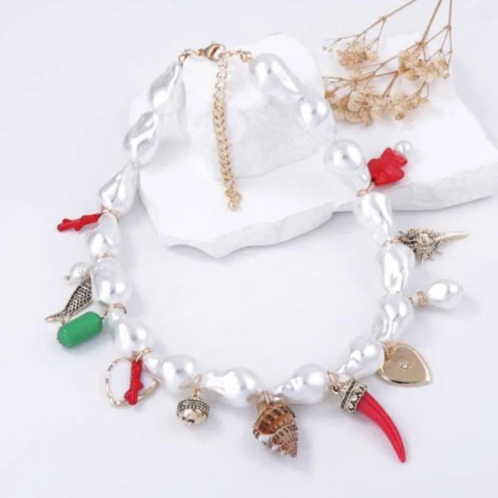 New Elegant Bohemian Pendant Necklace Adjustable Rope Faux Pearl Collarbone Chain Boho Choker Jewelry Female Fashion