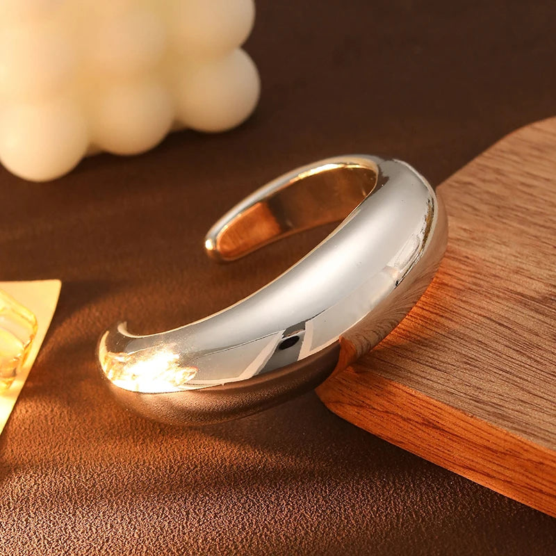 Trendy Big Cuff Bangles Bracelets Women Vintage Statement Plastic Geometric Open Bangle Hip Hop Punk Gold Silver Color Jewelry