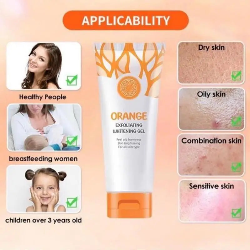 Peeling Gel For Face Orange Brightening Gel Dead Skin Remover For Face Gently Exfoliator For All Skin Types Face Moisturizer