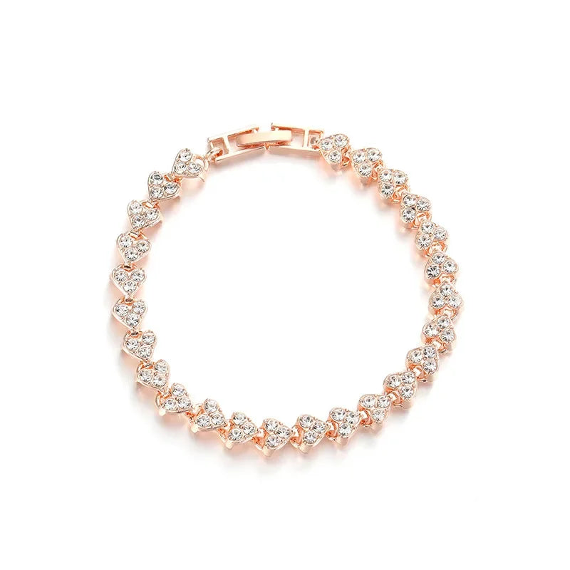 2025 New Fashionable Simple and Versatile Full Crystal Bracelet Women's First Jewelry Love Series Handmade