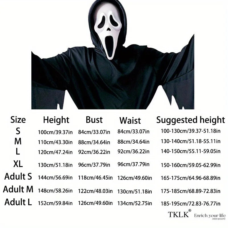 1 Set Halloween costumes with loud screams, horror movies cosplay outfits, scary clothes, masks, gloves - perfect for Halloween