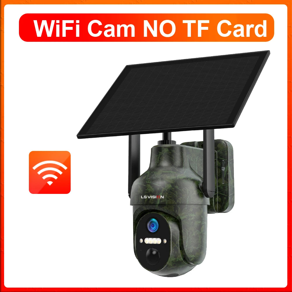 LS VISION 4MP 4G LTE Solar Trail Camera Wildlife Camera Wireless Outdoor Surveillance Cameras PIR Detection Auto Tracking UBOX