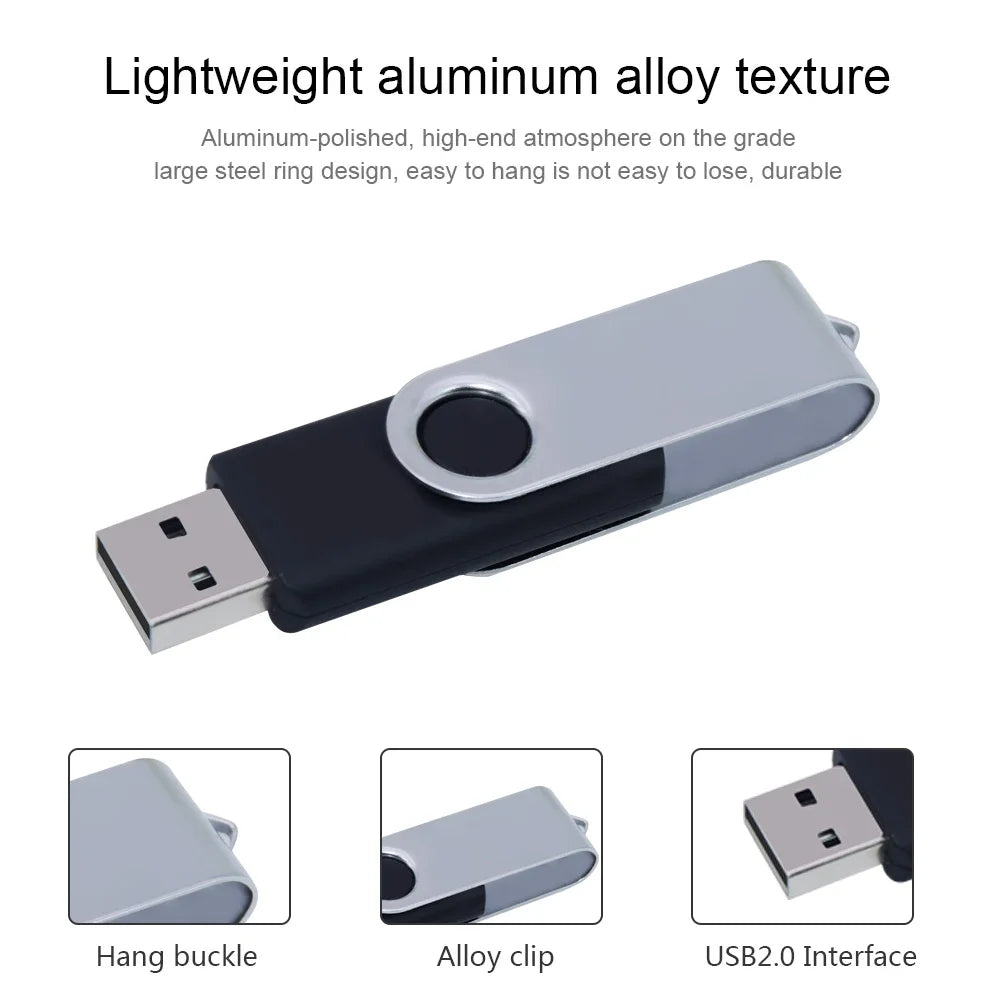 флешка usb 32GB Flash Drive 16 Giga Memory Stick Metal Jump Drive Swivel Pendrive Portable 64 128 GB cle usb 2.0 Pen Drives