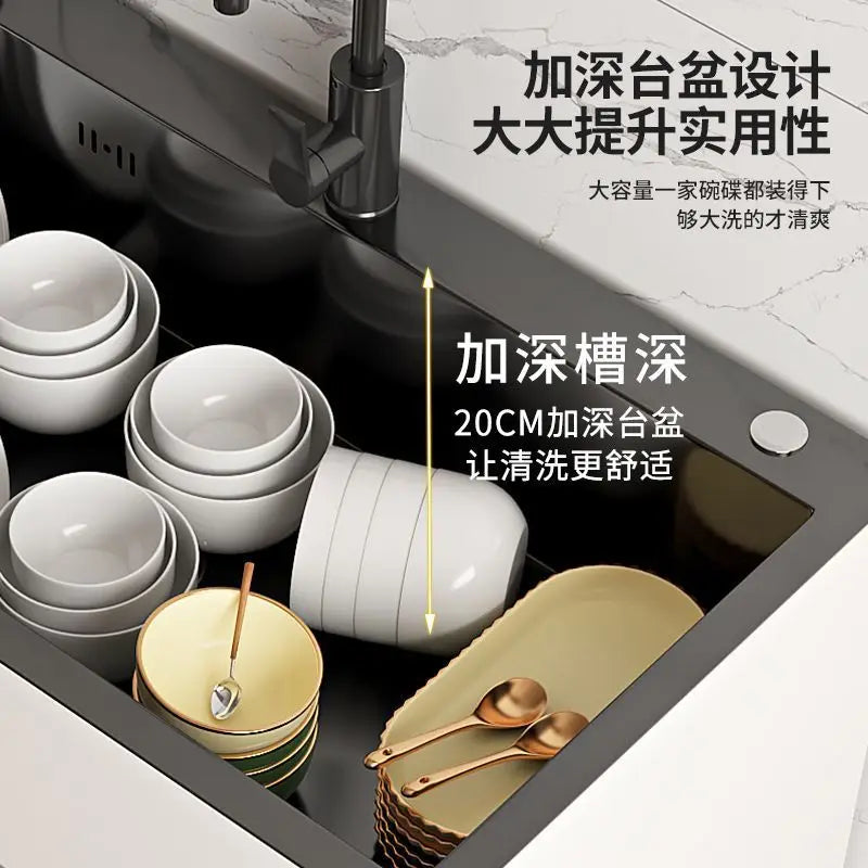 Kitchen Cabinet Stainless Steel Vegetable Wash Basin Sink Cabinet Single Double Sink With Faucet Office Wash Basin Integrated